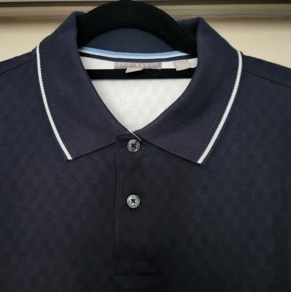 Ted Baker Men’s Textured Cotton Polo Shirt~NAVY~MEDIUM **NEW - Picture 7 of 15